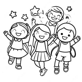 Barn Som Firar Skolavslutning Malarbild 90196-30262