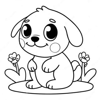Glad Kawaii Valp Som Leker Malarbild 91915-31669