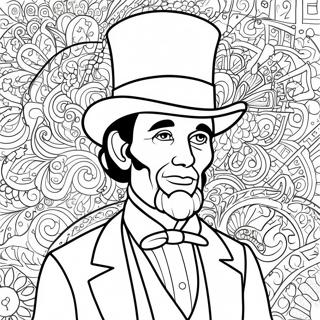 Malarbild Av Abraham Lincoln Med Hog Hatt 92042-31766