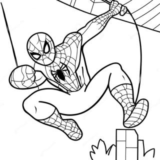 Spiderman Svingar Genom Halloween Natt Malarbild 93022-32538