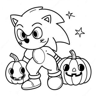 Sonic Med Halloween Pumpor Målarbild Målarbilder