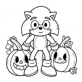 Sonic Med Halloween Pumpor Målarbild Målarbilder