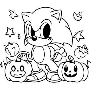 Sonic Med Halloween Pumpor Målarbild Målarbilder
