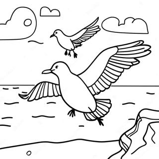 Masar Som Flyger Over Stranden Malarbild 95134-34376