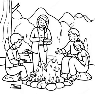 Familjesammankomst Runt Lagerelden Malarbild 96182-35223