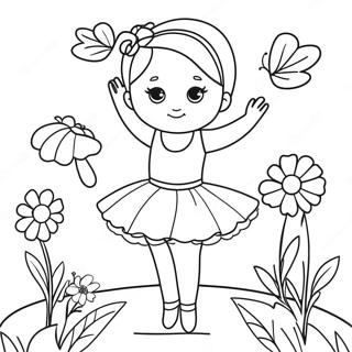 Charmig Ballerina Med Blommor Malarbild 96417-35409