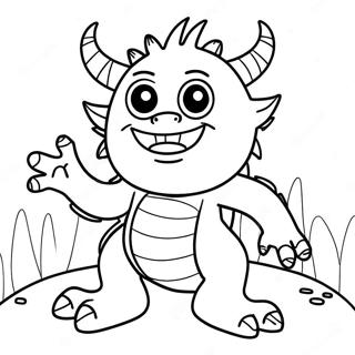 Rolig Omvand Malarbild Av Ett Vanligt Monster Målarbilder