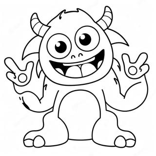 Rolig Omvand Malarbild Av Ett Vanligt Monster Målarbilder