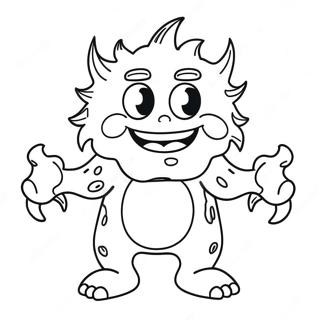 Rolig Omvand Malarbild Av Ett Vanligt Monster Målarbilder