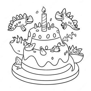 Fargglad Fodelsedagstarta Med Dinosaurier Malarbild 96801-35702