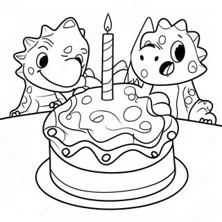 Fargglad Fodelsedagstarta Med Dinosaurier Malarbild 96801-35872