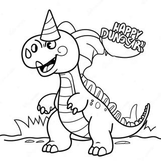 Glad Dinosaurie Med Partyhatt Malarbild 96802-35707