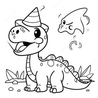 Glad Dinosaurie Med Partyhatt Malarbild 96802-35874