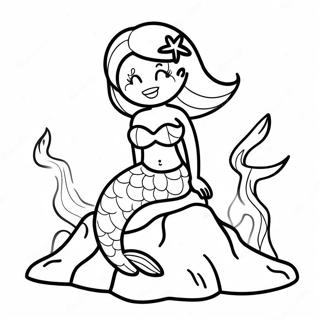 Malarbild Av Elegant Sjojungfru Som Sitter Pa En Sten 98600-37404