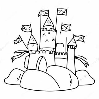 Detaljerad Sandcastle Med Flaggor Malarbild 99084-37779