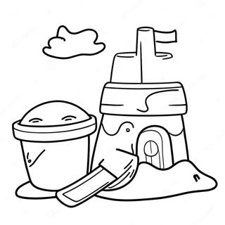 Sot Sandcastle Med En Hink Och Spade Malarbild 99085-37781