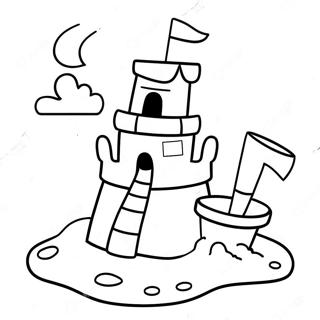 Sot Sandcastle Med En Hink Och Spade Malarbild 99085-37783