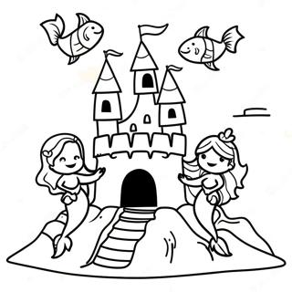 Fantasi Sandcastle Med Sjojungfrur Malarbild 99086-37785