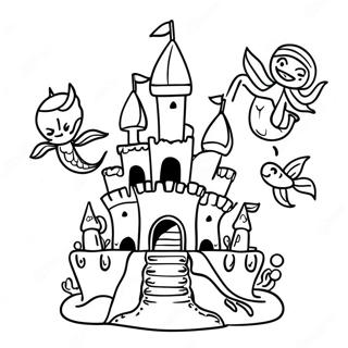 Fantasi Sandcastle Med Sjojungfrur Malarbild 99086-37786