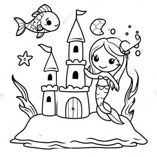 Fantasi Sandcastle Med Sjojungfrur Malarbild 99086-37787